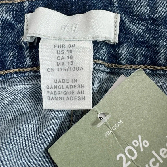 H&M NWT Women’s High Waist Mom Jeans Size 18 No distressing - Picture 5 of 8